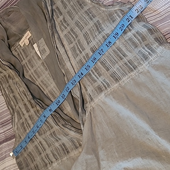 Women's Sage Cotton Chiffon Lightweight Open Front Waterfall Layering Vest Sz L - Picture 12 of 13